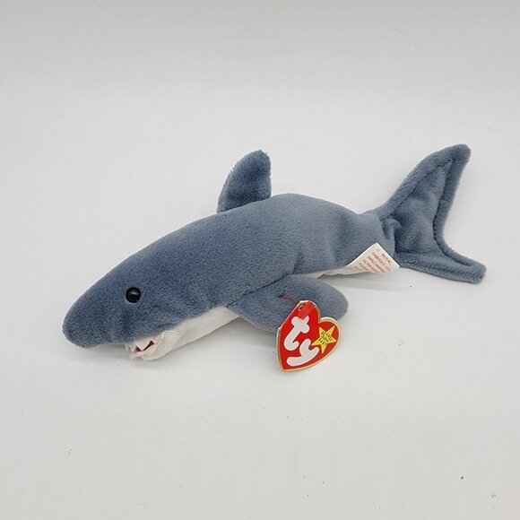 TY Beanie Baby‎ Shark CRUNCH THE GREAT WHITE China PVC MWBMT 1996 - Picture 1 of 4